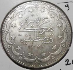 Mehmed Reşad  20 Kuruş (1327/9) Kostantiniye Gümüş
