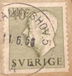 İsveç Pulu - Sweden ( Sverige ) Stamp - Mektup Zarfından Kesilmiş / Postadan Geçmiş Pul Filateli - 11 HAZİRAN 1958 DAMGALI - KRAL GUSTAF VI. ADOLF TEMALI PUL, 40 PARA - YABANCI PULLAR, NOSTALJİK DOĞUM GÜNÜ HEDİYESİ