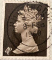 İngiltere Pulu - England Stamp - Mektup Zarfından Kesilmiş / Postadan Geçmiş Pul Filateli - 4 ŞUBAT 1968 DAMGALI - KRALİÇE II. ELIZABETH TEMALI, 4 PARA - YABANCI PULLAR, NOSTALJİK DOĞUM GÜNÜ HEDİYESİ
