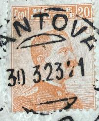 İtalya Pulu - Italy Stamp - Mektup Zarfından Kesilmiş  / Postadan Geçmiş Pul Filateli - 30 Mart 1923 Damgalı - KRAL III. VITTORIO EMANUELE TEMALI İTALYAN PULU, 20 PARA - YABANCI PULLAR - NOSTALJİK DOĞUM GÜNÜ HEDİYESİ