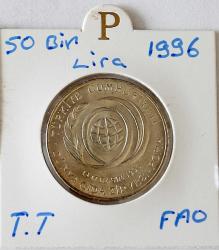 1996 Dünya Gıda Zirvesi - Roma 50 Bin Lira Hatıra Parası  Ters Düz Takım 8049