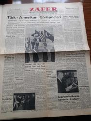 Zafer Gazetesi - 7 Aralık 1959 - Amerikan Başkanı Eisenhower'i Sevgi İle Kucakladık - Türk Amerikan Görüşmeleri - Ankara'da Amerikan Başkanı Eisenhower İçin Muhteşem Tören - Fatin Rüştü Zorlu'nun Basın Toplantısı - Beyaz Saray Sözcüsü James Hagerty'nin Basın Toplantısı - Başkan Eisenhower Dün Anıtkabir'i Ziyaret Etti -  Eisenhower'e Ankara Fahri Hemşehriliği Beratı Verildi - Eisenhower'e Fahri Siyasi İlimler Doktorluğu Payesi Tevcih Edildi - Basın Yayın Ve Turizm Umum Müdürü Altemur Kılıç'ın Resepsiyonu -  Türk Filarmoni Derneği - İhtiras Tramvayının Provalarına Başlandı - Devlet Tiyatrosu Umum Müdürü Cüneyt Gökçer - Fransa Yakında İlk Atom Tecrübesi Yapacak - Başkan Eisenhower'in Ankara Ziyaretinden Fotoğraflar - Eisenhower'in Gelini Dün Hacettepe Çocuk Hastanesini Gezdi - Amatör Milli Takımlar Maçında Irak'ı 7 1 Yendik - Demirspor Altay'ı 3 1 Yendi - Paris'te Sevişelim Filmi İnci Sinemasında - Movado Saatleri -  Bağrı Yanık Türk Filmi Park ve Sus Sinemalarında