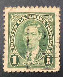 Kanada Pulu - Canada Stamp - Postadan Geçmiş Pul Filateli -  DAMGALI - KRAL VI. GEORGE TEMALI PUL , 1 PARA - YABANCI PULLAR - NOSTALJİK DOĞUM GÜNÜ HEDİYESİ