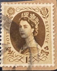 İngiltere Pulu - England Stamp - Mektup Zarfından Kesilmiş / Postadan Geçmiş Pul Filateli -  DAMGALI - KRALİÇE II. ELIZABETH TEMALI, 1 PARA - YABANCI PULLAR, NOSTALJİK DOĞUM GÜNÜ HEDİYESİ