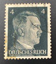 Almanya Pulu - Germany Stamp - Postadan Geçmiş Pul Filateli - DAMGALI - ADOLF HITLER TEMALI PUL , 4 PARA - YABANCI PULLAR, NOSTALJİK DOĞUM GÜNÜ HEDİYESİ