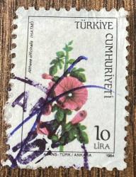 Türk Pulu - Turkish Stamp -  Postadan Geçmiş Pul Filateli - DAMGALI -HATMİ ÇİÇEĞİ TEMALI PUL, 10 LİRA - Türkiye Cumhuriyeti - NOSTALJİK DOĞUM GÜNÜ HEDİYESİ