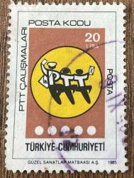 Türk Pulu - Turkish Stamp -  Postadan Geçmiş Pul Filateli - DAMGALI - PTT ÇALIŞMALARI TEMALI PUL, 20 LİRA - Türkiye Cumhuriyeti - NOSTALJİK DOĞUM GÜNÜ HEDİYESİ