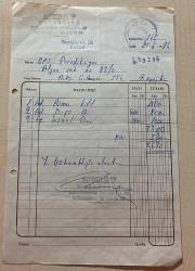 NALBUR MALZEMELERİ FATURASI - 21 MAYIS 1986 - MURAT NALBURİYE - BEYOĞLU, İSTANBUL - OSMAN FAHİR SEDEN, O.F.S. PRODÜKSİYON - BEYOĞLU, İSTANBUL - ISLAK İMZALI, KAŞELİ - 18 x 24 cm EBATLI ORİJİNAL FATURA - TÜRK SİNEMA - FİLM TARİHİ