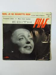 45'lik - Edith Piaf - Non, Je Ne Regrette Rien, Les Mots d'amour (1961, Fransa Baskısı)