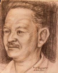 Kara kalem Nâzım Hikmet portresi Ressam: Reşat Bayraktar