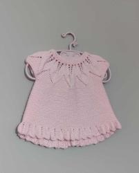 Örgü Pembe Fırfırlı Bebek Yelek