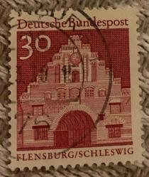 Almanya Pulu - Germany Stamp - Postadan Geçmiş Pul Filateli - DAMGALI - TARİHİ FLENSBURG ŞEHİR KAPISI TEMALI PUL , 30 PARA - YABANCI PULLAR, NOSTALJİK DOĞUM GÜNÜ HEDİYESİ