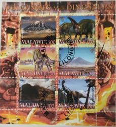 FAUNA -  DİNAZORLAR  2007 YILI MALAWİ DİNAZORLAR   GÖBEK İLK GÜN DAMGALI  BLOK ŞARNİYERSİZ