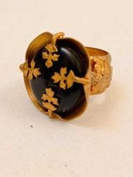 YZ4-----BİTKİ DESEN DOĞAL TAŞ PİRİNÇ YÜZÜK