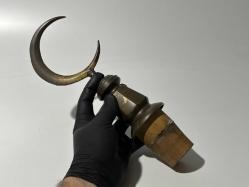 Antika Alem - Ahşap Kaideli Ay Yıldız - Alem Türk Bayrağı Biblo