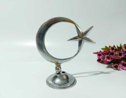 Eskilerden Türk Bayrağı Biblo - Gümüş Renkli Ay Yıldız Yıldız Dekor