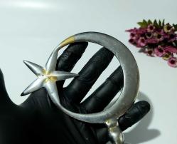 Eskilerden Türk Bayrağı Biblo - Gümüş Renkli Ay Yıldız Yıldız Dekor