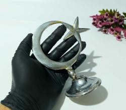 Eskilerden Türk Bayrağı Biblo - Gümüş Renkli Ay Yıldız Yıldız Dekor