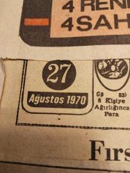 GAZETE  27 AĞUSTOS 1970 YILINA AİT KOLEKSİYONLUK ''TERCÜMAN'' GAZETESİ(54 YIL ÖNCE) 413