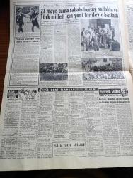 Hürriyet Gazetesi - 1 Haziran 1960 - Dahiliye Vekili Tümgeneral Muharrem İhsan Kızıloğlu Dün Sabık İktidar Şefleri Hesap Gününü Bekliyor Dedi - İstanbulda Gece Yasağı 3 Saate Kadar İndi - Vali Refik Tulga Taşlıtarlada Dargınları Barıştırdı - İsimsiz Kadın Aşk Ve His Romanı Yazan Theresa Drake Yazı Dizisi - Kanser Hakkında Son Bilgiler - Ankarada Hürriyet Mücadelesi Nasıl Başlamıştı - Allah Çocukları Unuttu Yazan Oya Baydar Yazı Dizisi - Hürrem Sultan Yazan Feridun Fazıl Tülbentçi  Yazı Dizisi -  Celal Bayar Migros Ve Gima'da En Büyük Hissedar - Gökler Hakimi Gordon Çizgi Roman -Milli Birliğin Işığı Altında İzmir Tarihî Bir Gün Yaşadı - Güreş Milli Takımlarımız Dün Burgaz'a Hareket Etti - Orgeneral Cemal Gürsel Dün Basın Toplantısı Yaptı - Sabık İktidar Mensupları Hakkında Tahkikat Açılması Dün Kararlaştırıldı - Hürriyet Şehidi Teğmen Ali İhsan Kalmaz - Tuğgeneral Sıtkı Ulay - Kurmay Albay Alparslan Türkeş Dün Başvekalet Müsteşarı Oldu