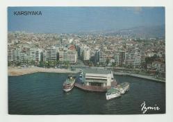 İZMİR KARŞIYAKA VE VAPURLAR TEMALI YAKIN DÖNEM KARTPOSTAL...