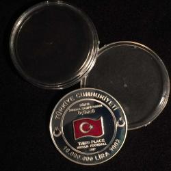 2002 YILI DÜNYA FUTBOL ŞAMPİYONASI 3.SÜ TÜRKİYE HATIRA PARASI TC. DARPHANE HATIRA GÜMÜŞ / MİNELİ 170