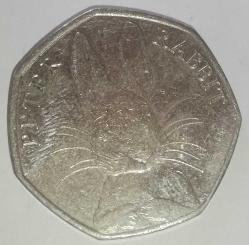 İNGİLTERE 2016  50 PENCE   HATIRA   150. Yıldönümü - Beatrix Potter, Peter Rabbit'in Doğuşu