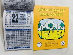 22 Kasım 2025 hediyelik orijinal Türkiye takvim yaprağı (Cin Ali kitabı hediyeli:)