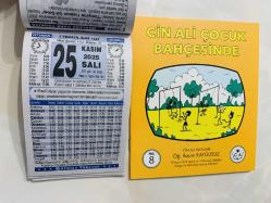 25 Kasım 2025 hediyelik orijinal Türkiye takvim yaprağı (Cin Ali kitabı hediyeli:)