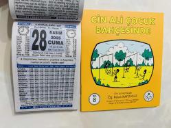 28 Kasım 2025 hediyelik orijinal Türkiye takvim yaprağı (Cin Ali kitabı hediyeli:)