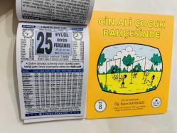 25 Eylül 2025 hediyelik orijinal Türkiye takvim yaprağı (Cin Ali kitabı hediyeli:)