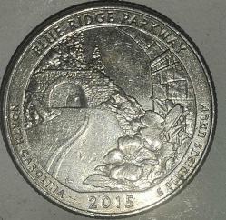 AMERİKA 2015 D    25 CENT  ÇEYREK DOLAR HATIRA  BLUE RIDGE PARKWAY