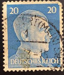 Almanya Pulu - Germany Stamp - Postadan Geçmiş Pul Filateli - DAMGALI - ADOLF HITLER TEMALI PUL , 20 PARA - YABANCI PULLAR, NOSTALJİK DOĞUM GÜNÜ HEDİYESİ