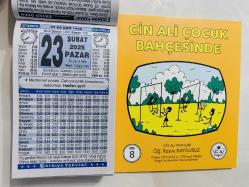 23 Şubat 2025 hediyelik orijinal Türkiye takvim yaprağı (Cin Ali kitabı hediyeli:)