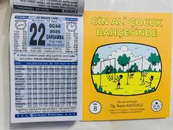 22 Ocak 2025 hediyelik orijinal Türkiye takvim yaprağı (Cin Ali kitabı hediyeli:)