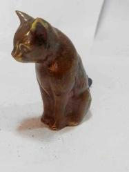 P48----BRONZ DÖKÜM KEDİ HEYKELİ -BİBLO--8,5 CM