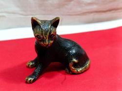 P45----BRONZ DÖKÜM KEDİ HEYKELİ -BİBLO--8,5 CM