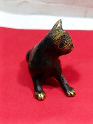 P45----BRONZ DÖKÜM KEDİ HEYKELİ -BİBLO--8,5 CM