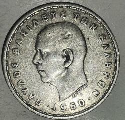 YUNANİSTAN  1960  20 DRAHMİ  GÜMÜŞ 7,5 GRAM