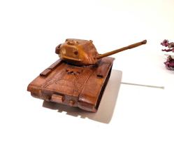 Tank Biblosu - Ahşap Oyuncak Tank - Kitaplık Dekoru - Kitap Ağırlığı - Sanatsal Tasarım Biblo
