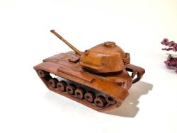 Tank Biblosu - Ahşap Oyuncak Tank - Kitaplık Dekoru - Kitap Ağırlığı - Sanatsal Tasarım Biblo