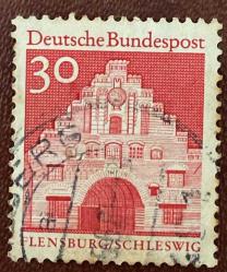 Almanya Pulu - Germany Stamp - Postadan Geçmiş Pul Filateli - DAMGALI - TARİHİ FLENSBURG ŞEHİR KAPISI TEMALI PUL , 30 PARA - YABANCI PULLAR, NOSTALJİK DOĞUM GÜNÜ HEDİYESİ