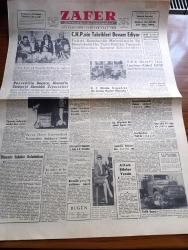 Zafer Gazetesi - 12 Nisan 1960 - Cumhuriyet Halk Partisinin Tahrikleri Devam Ediyor - Ürdün Kralı Hüseyin 14 Nisan'da Türkiye'ye Geliyor - Başvekil Adnan Menderes'in Rusya'yı Kruşçef'in Türkiye'yi Karşılıklı Ziyaretleri - Demokrat Parti Milletin İtimadına Her Zaman Mazhar Olmuştur - İstanbul Hukukunda Diploma Suistimali Tahkik Ediliyor - İtalya'da Tambroni Hükümeti Dün İstifa Etti - Otuz Yıllık PTT'ciler İçin Jübile Yapıldı -  Meşhur Sinema Yıldızı Pier Angeli Fotoğraf - Günün Makalesi Silah Yarışı Yazan Dallar Kayıhan - Karanlıktaki Kadın Yazan Frank Slangher Yazı Dizisi -  İngiliz Sanatçısı Earl Crawford Geliyor - Anthony Eden'in Siyasi Hatıraları Yazı Dizisi - Beyaz Irkçılığın Dört Şampiyonu - Tek Kurşunla Vurulanlar Yazı Dizisi - Lefter Küçükandonyadis Suat Mamat Ve Antrenör Küçük Halil'e  İhtar Var - Milli Ligin 31. Haftasına Yarın Galatasaray Fenerbahçe Karşılaşması İle Başlanacak - Brüksel Otomobil Yarışının Neticeleri - İstanbul'da Milli Lig Saatleri Değiştirildi