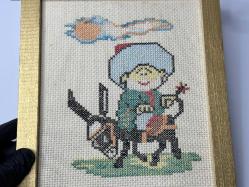 Eski Nasrettin Hoca Tablo - Nasreddin Hoca Ahşap Dekor -  Eskilerden El İşi Tablo