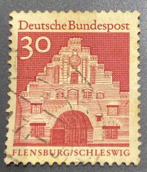Almanya Pulu - Germany Stamp - Postadan Geçmiş Pul Filateli - DAMGALI - TARİHİ FLENSBURG ŞEHİR KAPISI TEMALI PUL , 30 PARA - YABANCI PULLAR, NOSTALJİK DOĞUM GÜNÜ HEDİYESİ