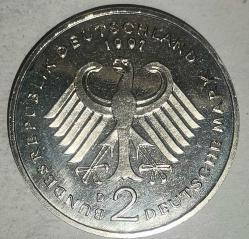 ALMANYA 1997  2 MARK  Ludwig Erhard. 40. Yıldönümü - Federal Cumhuriyet (1948 - 1988)