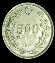 1991 500 Lira Çil (pirinç 6.10g)