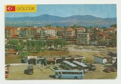 GÖLCÜK OTOBÜS TERMİNALİ VE ŞEHİRDEN KISMİ GÖRÜNÜM ESKİ DÖNEM KARTPOSTAL...