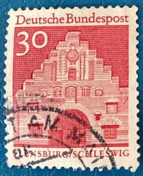 Almanya Pulu - Germany Stamp - Postadan Geçmiş Pul Filateli - DAMGALI - TARİHİ FLENSBURG ŞEHİR KAPISI TEMALI PUL , 30 PARA - YABANCI PULLAR, NOSTALJİK DOĞUM GÜNÜ HEDİYESİ