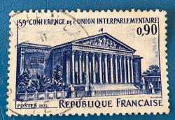 Fransa Pulu - France Stamp - Postadan Geçmiş Pul Filateli - Damgalı - FRANSA PARLEMENTO BİNASI TEMALI PUL, 0.90 PARA - YABANCI PULLAR- NOSTALJİK DOĞUM GÜNÜ HEDİYESİ
